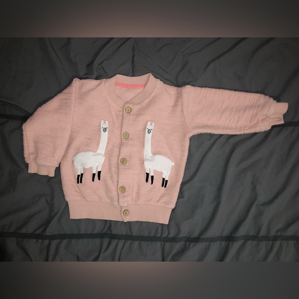 Beautiful Dusty Rose Llama Cardigan Euro Size 100 (18-24 Mos)